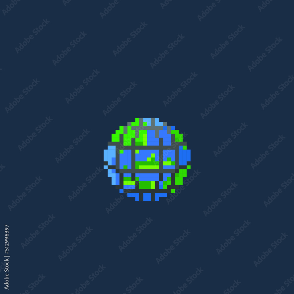 Wall mural globe net in pixel art style