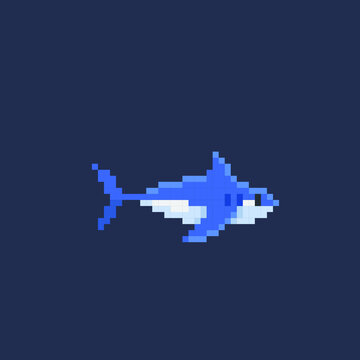 shark in pixel art style