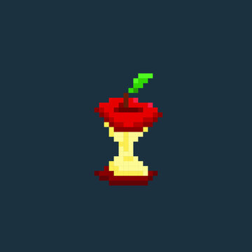 eaten apple in pixel art style