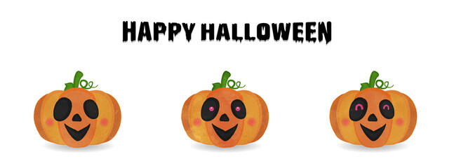 Expressive Jack O Lantern Face Illustration Set 01