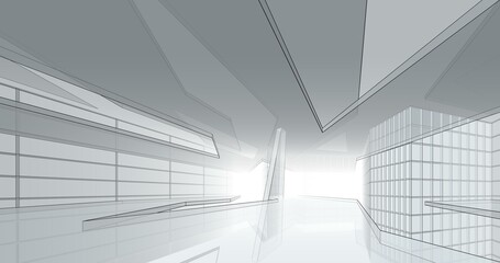 Abstract architecture background 3d illustration