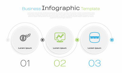 Set line Financial growth dollar, Graph chart infographic and Website template. Business infographic template. Vector