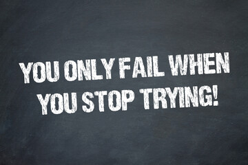 You only fail when you stop trying! - obrazy, fototapety, plakaty