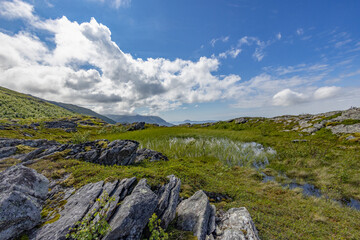 On a mountain trip to Kaukarpallen mountains a great summer day , Northern Norway- Europe	