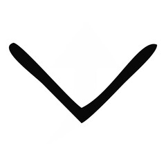 Simple Down arrow doodle icon with black line