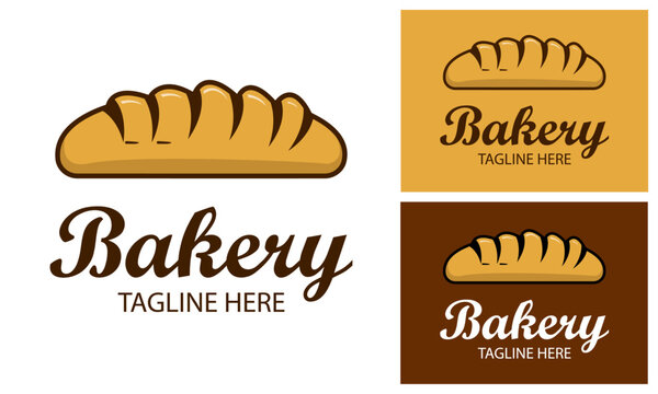 Bakery Logo Design Template. Bakery products premium quality label. Vector icon of brown rye bread bun bagel, wheat ears, with text. Bakery shop bread logo design.