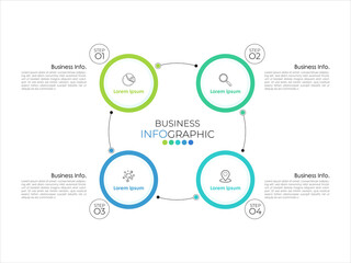 Modern infographic circle element template can be used for workflow layout, diagram, number options, web design. Infographic business concept with 4 option, parts, steps or processes.