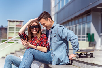 Couple laughing