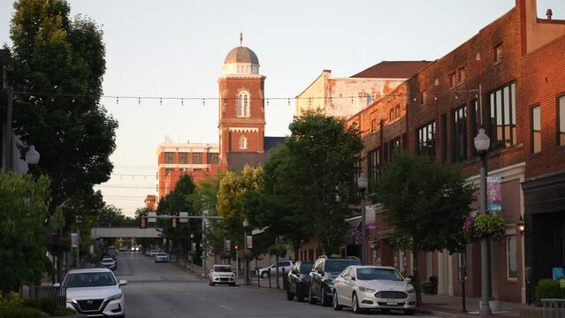 Downtown street view of Parkersburg, West Virginia, WV.