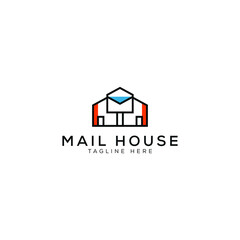 Mail house logo vector design template with overlay, colorful and simple styles. mail real estate logo design vector illustration isolated on white background.