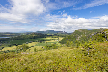 Fototapeta premium On a mountain hike to Kaukarpallen mountains a great summer day, Northern Norway- Europe 