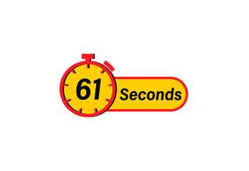 61 Seconds timers Clocks, Timer 61 sec icon, countdown icon. Time measure. Chronometer icon isolated on white background