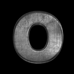 metal letter O - Large 3d brushed iron font - suitable for industry, underground culture or design related subjects