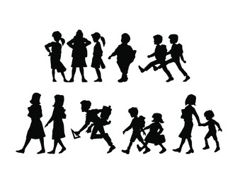 Fototapeta na wymiar school children silhouettes