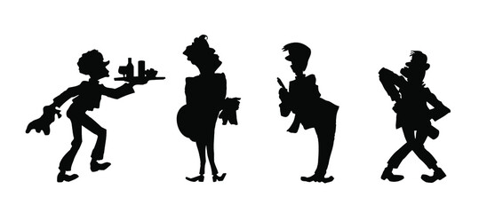 silhouettes of waiters