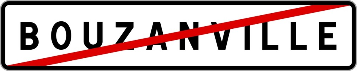 Panneau sortie ville agglomération Bouzanville / Town exit sign Bouzanville