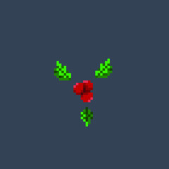 holly leaf in pixel art style