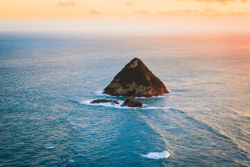 Natural view of the Paritutu Rock New Plymouth in New Zealand