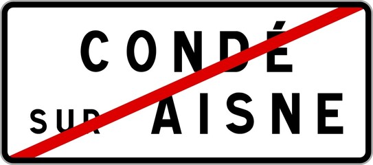 Panneau sortie ville agglomération Condé-sur-Aisne / Town exit sign Condé-sur-Aisne