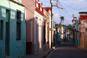 Obraz premium A street in the city of Santiago De Cuba, Cuba