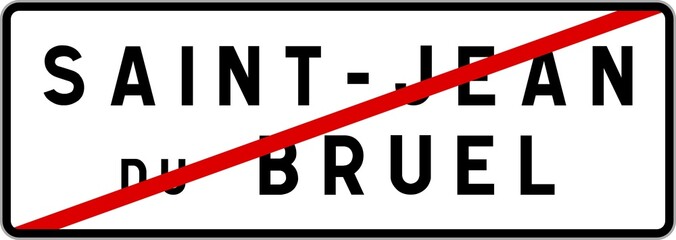 Panneau sortie ville agglomération Saint-Jean-du-Bruel / Town exit sign Saint-Jean-du-Bruel