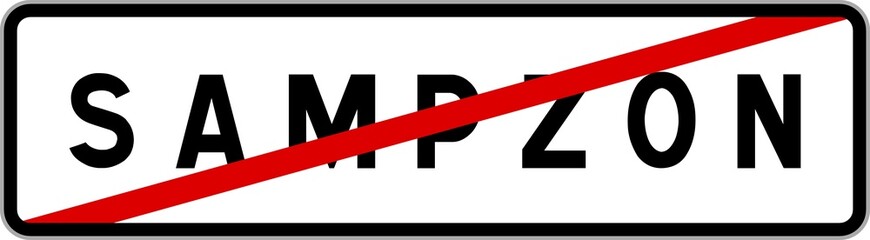 Panneau sortie ville agglomération Sampzon / Town exit sign Sampzon