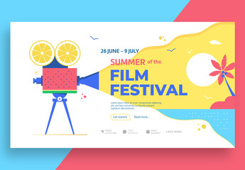 Summer Film Festival Media Banner Template with Camera