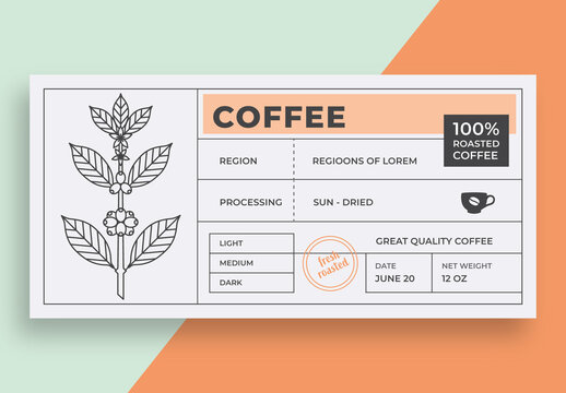 Vintage Coffee Label Layout with Coffee Branch