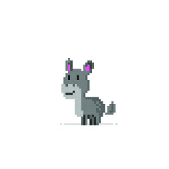 cute donkey in pixel art style