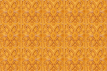 Geometric decoration for the floor. Yellow geometric background pattern. Ceramic wall tiles design, illustration. Ornamental textile background.