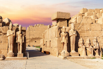 Statues of Thutmes III and Amenhetep II, Great Temple of Amun in Karnak Temple, Luxor, Egypt