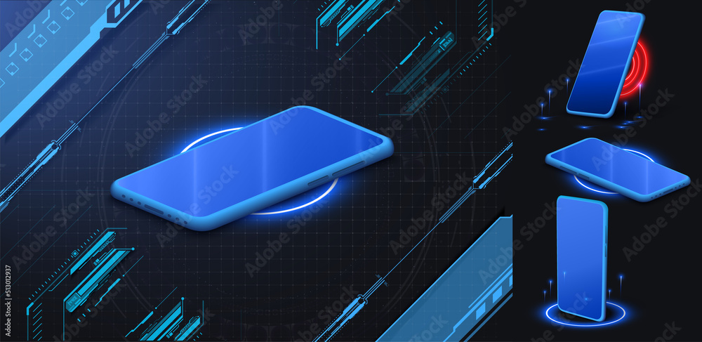 Canvas Prints a template of a modern mobile phone on a futuristic technological background. mobile phone layout or