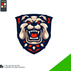 Bulldogs mascot logo design. Sport team badge illustration. Eps10 vector.