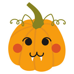 Cute cartoon pumpkin. Vector image of a pumpkin with a face. Halloween decor.