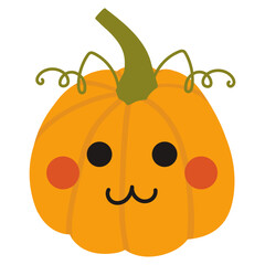 Cute cartoon pumpkin. Vector image of a pumpkin with a face. Halloween decor.