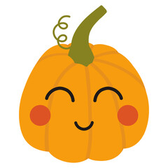 Cute cartoon pumpkin. Vector image of a pumpkin with a face. Halloween decor.