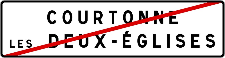 Panneau sortie ville agglomération Courtonne-les-Deux-Églises / Town exit sign Courtonne-les-Deux-Églises