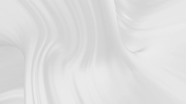 Liquid abstract white background. Smooth glossy texture. Glamour silk backdrop animation. 3D Seamless loop