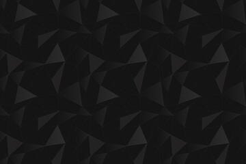 Black triangle vector background. Dark seamless pattern.