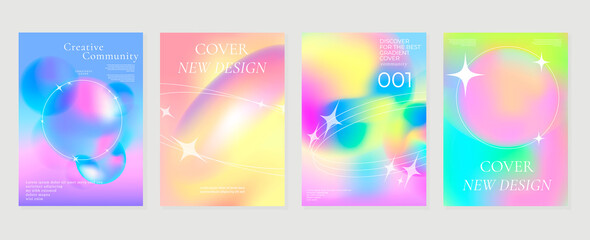 Abstract fluid gradient background vector. Minimalist style cover template with shapes, colorful and liquid color. Modern wallpaper design perfect for social media, idol poster, photo frame.