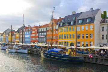 The ships and boats at Nyhavn in Copehnagen, Denmark