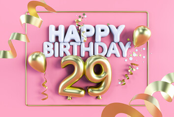 Happy Birthday 29 in Gold auf Rosa