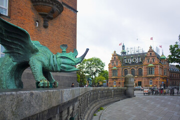 Bronze chimeras near City Hall in Copenhagen, Denmark