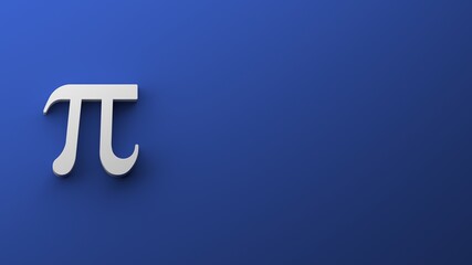 Pi mathematical symbol presentation template with copy space. to personalize white and blue colors. 3D