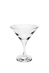 Empty martini glass isolated on white background