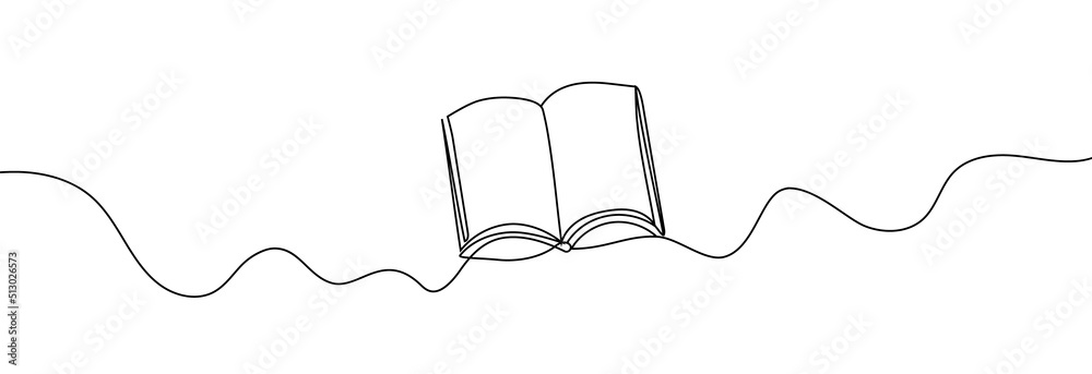 Wall mural Book continuous one line drawing. Line art. Vector illustration