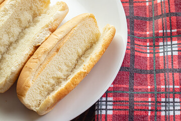 Overhead Angle of Hot Dog Buns on a Table