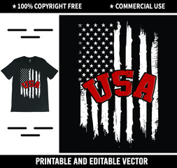 USA Flag T-Shirt Vector Design, Patriotic T-Shirts, July 4th Shirts, American Flag Shirt.