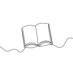 Book continuous one line drawing. Line art. Vector illustration