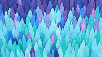 Stylized cartoon grass forest scale like in blue, green, violet gamma, Digital clay illustration, Ultra HD 4K wallpaper